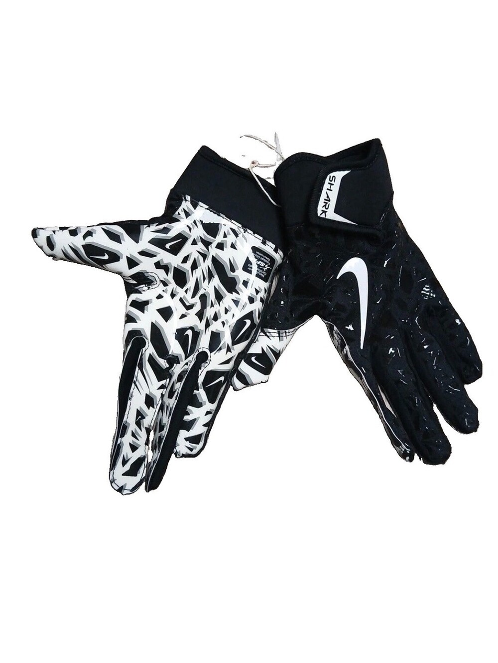 Nike Shark Football Gloves Black White Youth Size Small SFIA Receiver Grip NWOT